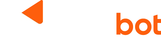 o logotipo do maxbot com uma seta laranja e branca